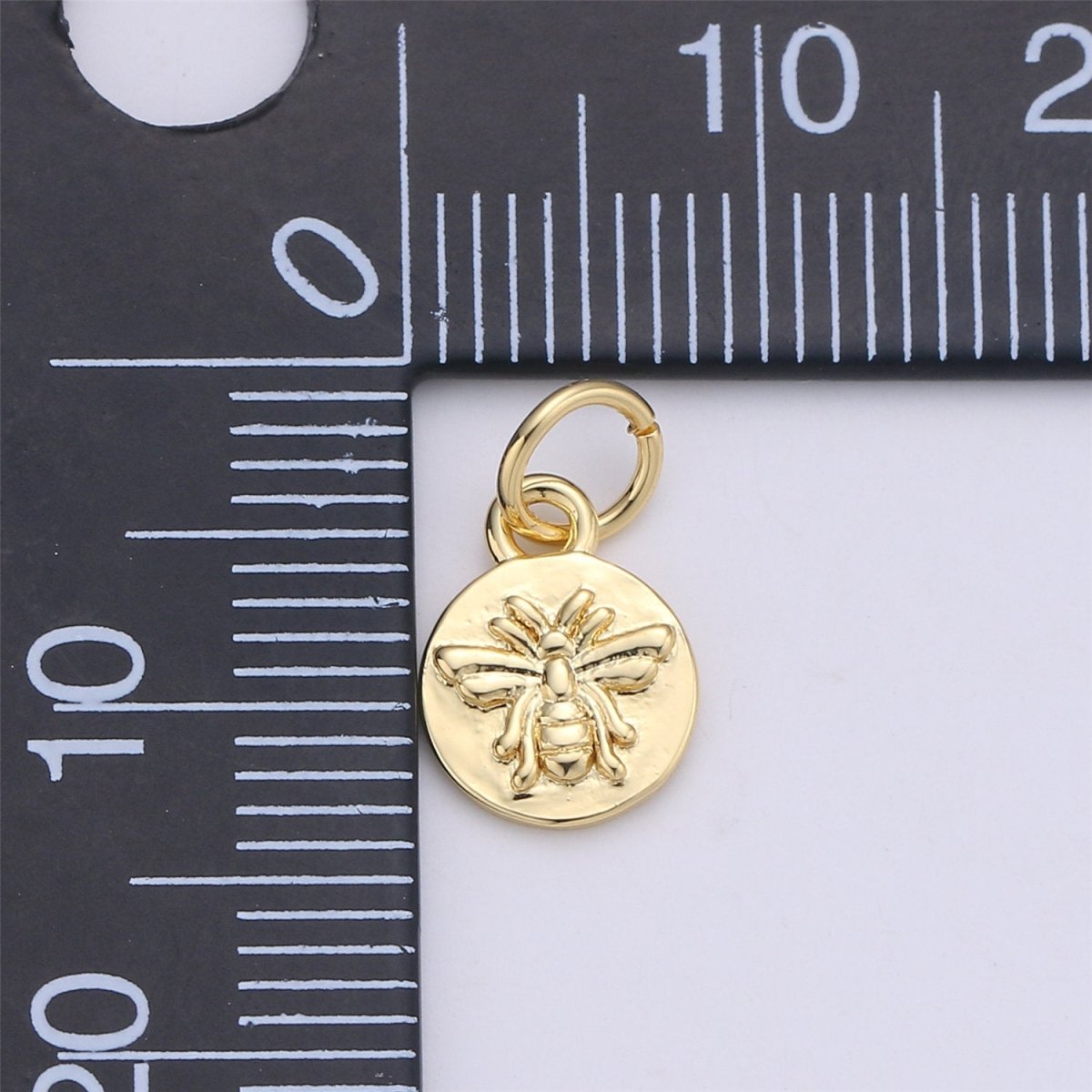 Dainty 18K Gold Filled Bee Charm Bumblebee, Honeybee, Queen Bee, Coin Disc Charm, Tiny Charm, Gold Charm Bracelet Earring Necklace Charm, C-349