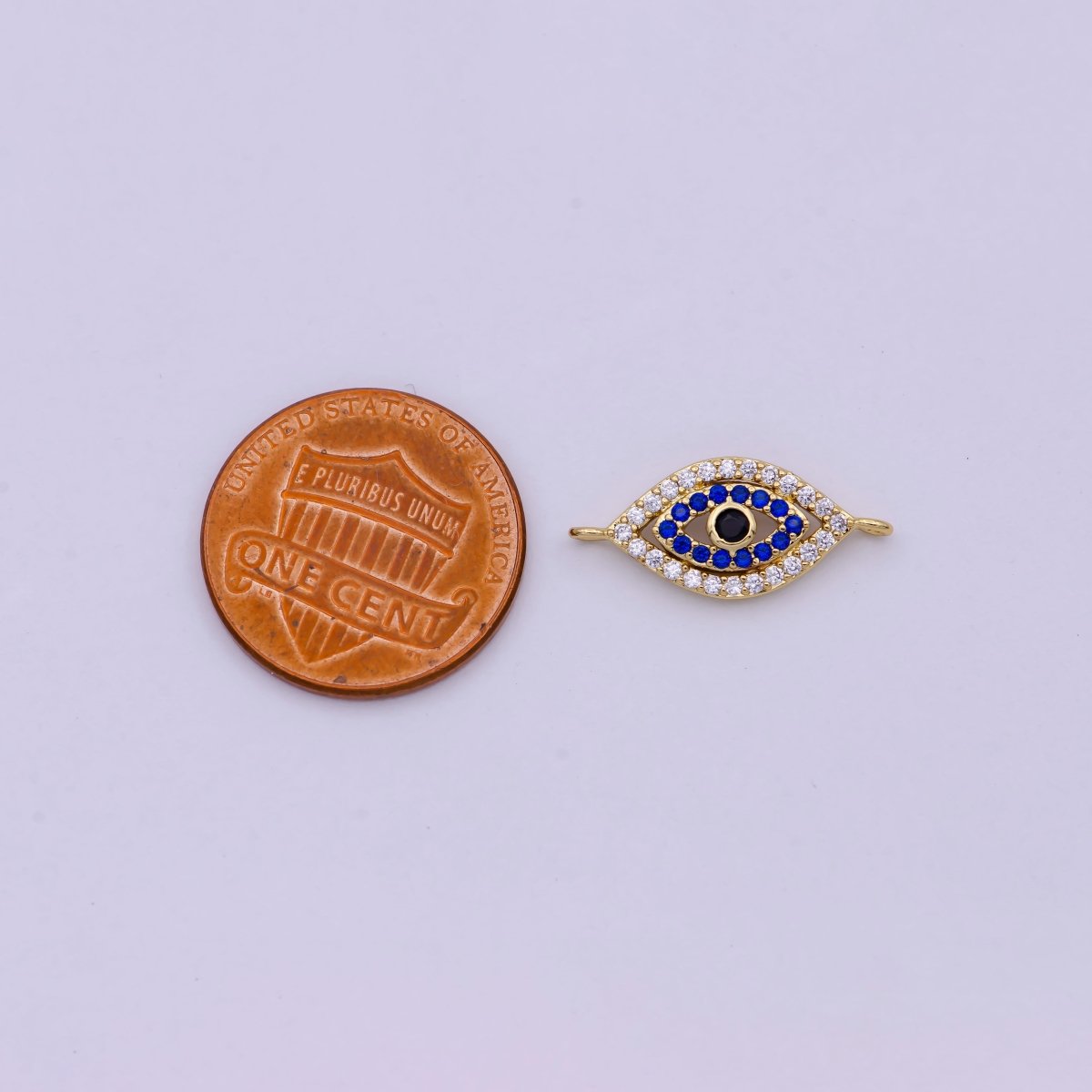 Dainty Gold Evil Eye Charm Connector for Bracelet Necklace Supply F-685