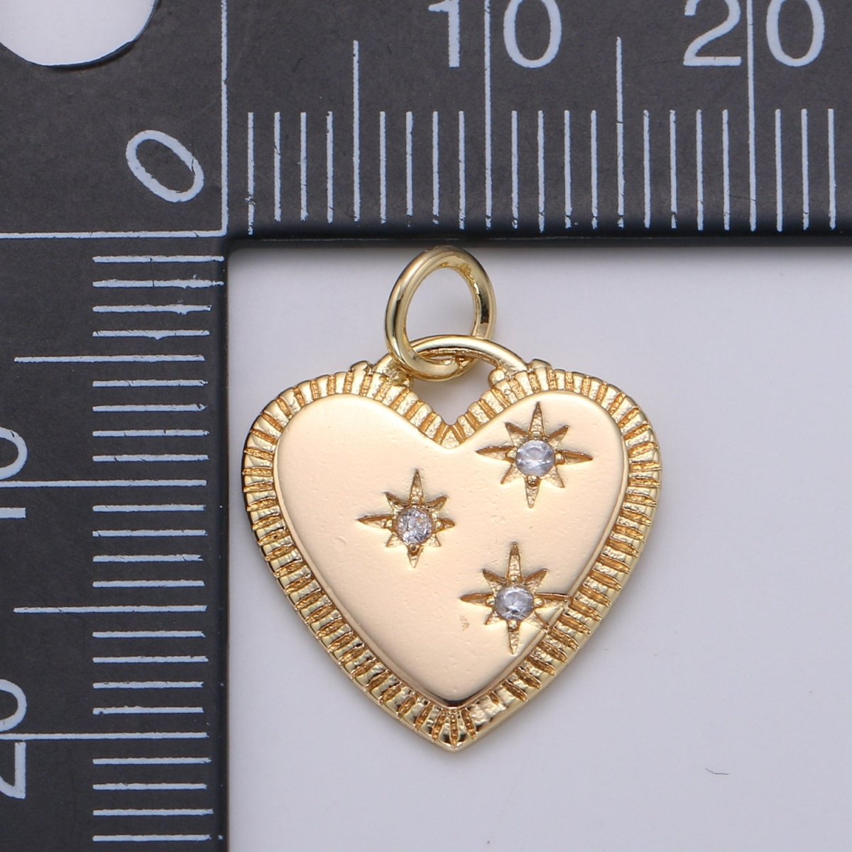 Dainty Gold Filled Stars Heart Charm D-890