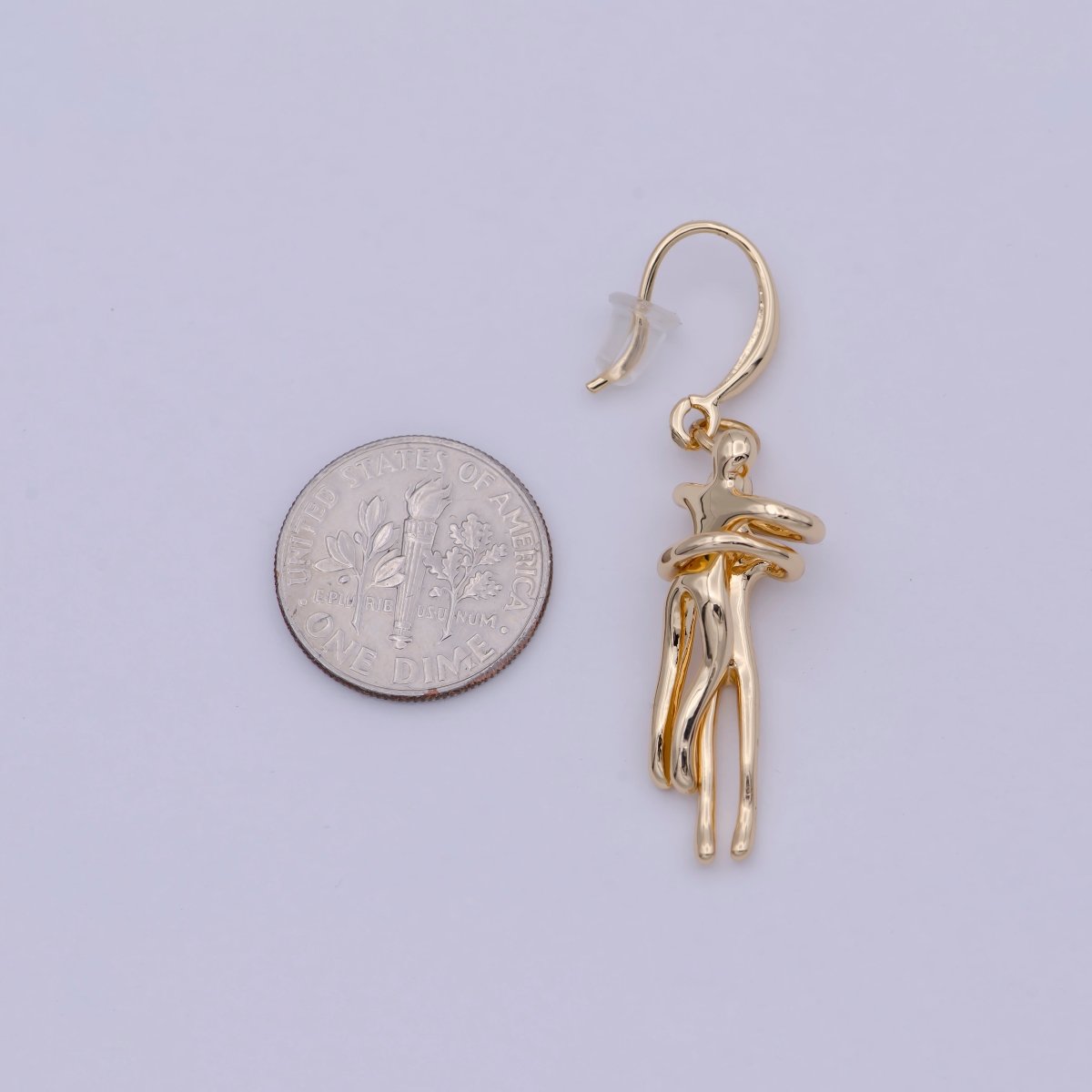 OS Dainty Gold Soulmate French Hook Earring Friendship Earring T-019
