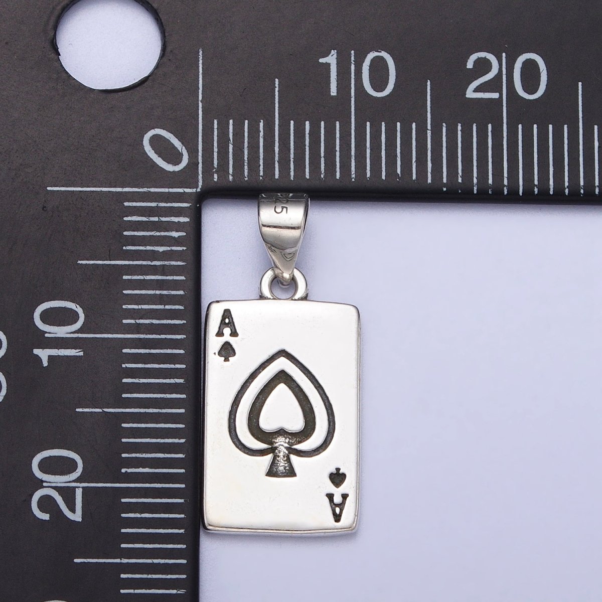 OS Dainty Sterling Silver Ace of Spades Pendant Silver Poker Card Gift S925 Pendant SL-393