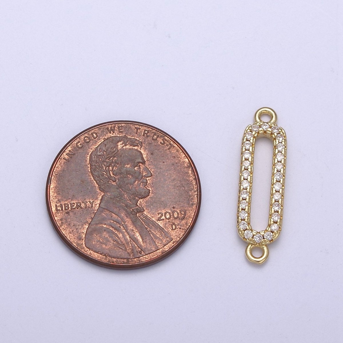 OS DEL- OS Daity Gold Cz Oval Geometric Charm Connector for Bracelet F-255