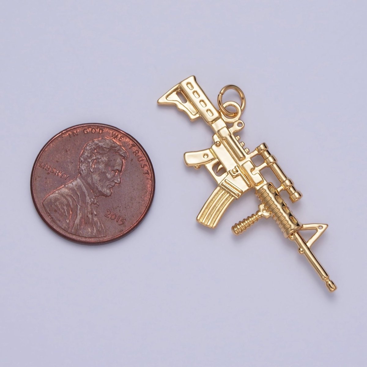 Gold AR-15 Gun Rifle Sniper Weapon Charm | X-145