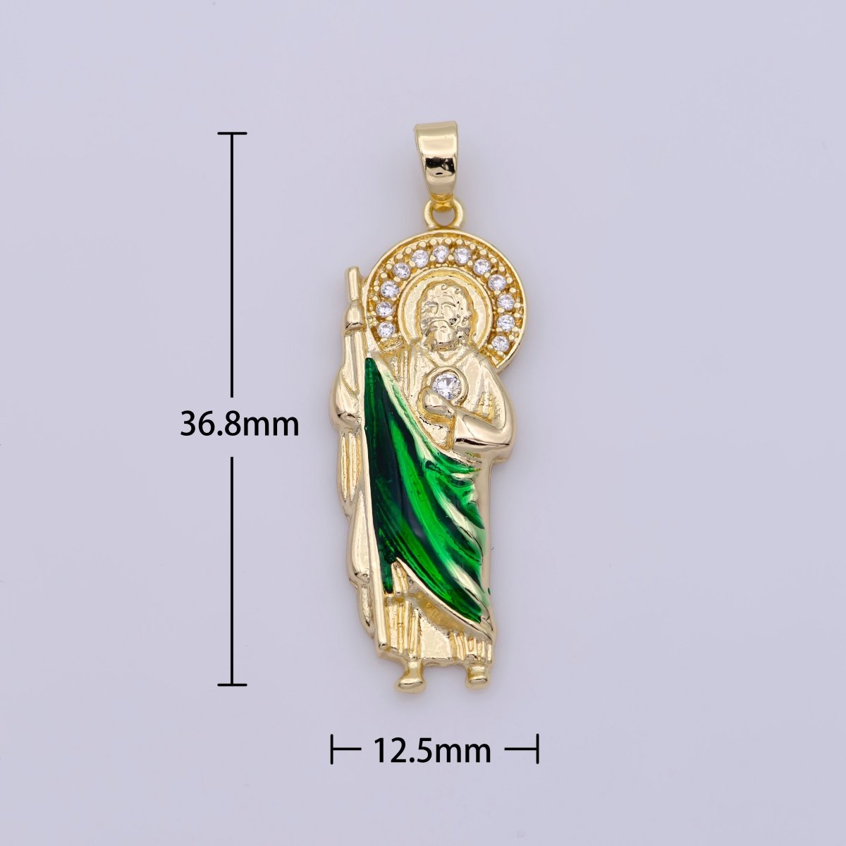 Micro Paved Gold Filled Saint San Judas Religious Pendant | N-1333