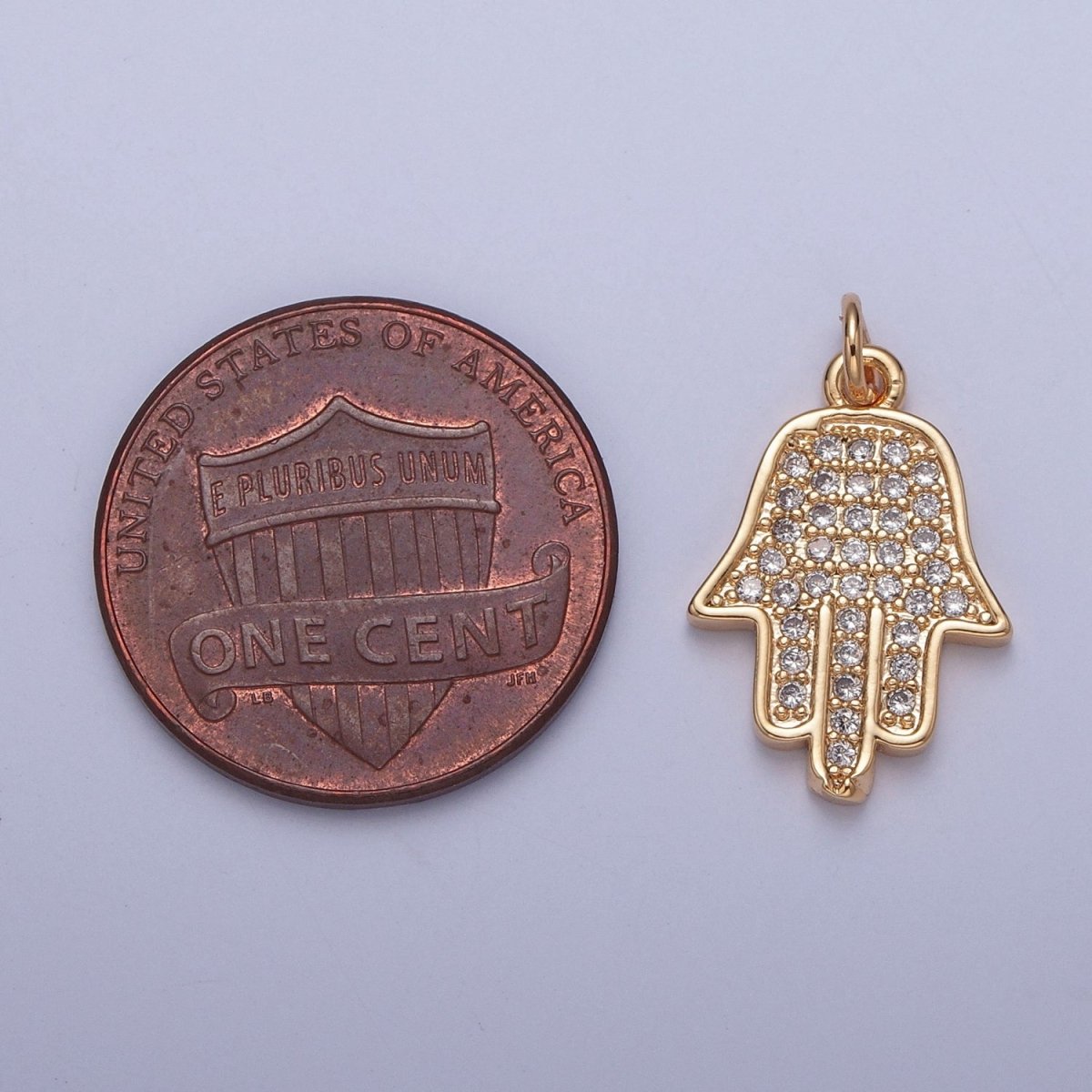 OS Minimalist Protection Hamsa Hand Micro Paved Cubic Zirconia Charm For DIY Jewelry Making | X-237