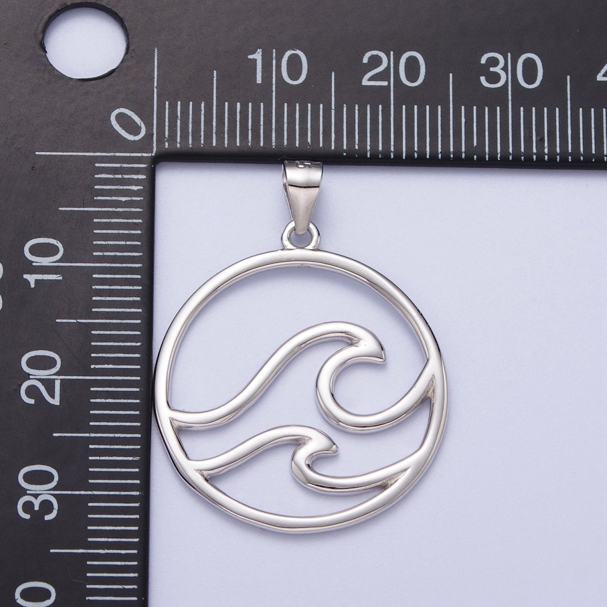 OS Sterling Silver Ocean Wave Charm Under The Sea Water Beach Pendant SL-403
