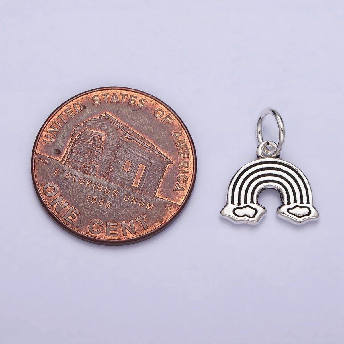 OS Sterling Silver S925 Rainbow Cloud Lined Doodle Charm | SL-283