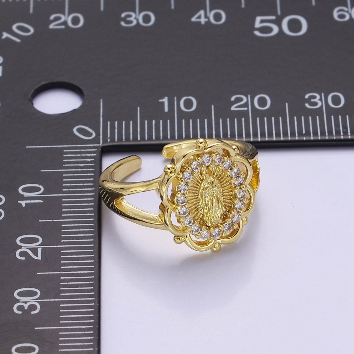 Our Lady of Guadalupe Gold Rings Virgin Mary Religious Ring O-2163