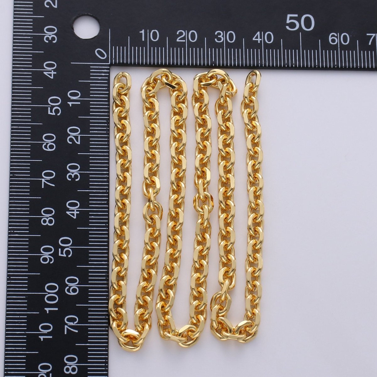 Oval Gold ROLO Cable Chain, 24k Gold Filled Chain by the yard of Thick Cable chain 4mm width | ROLL-235