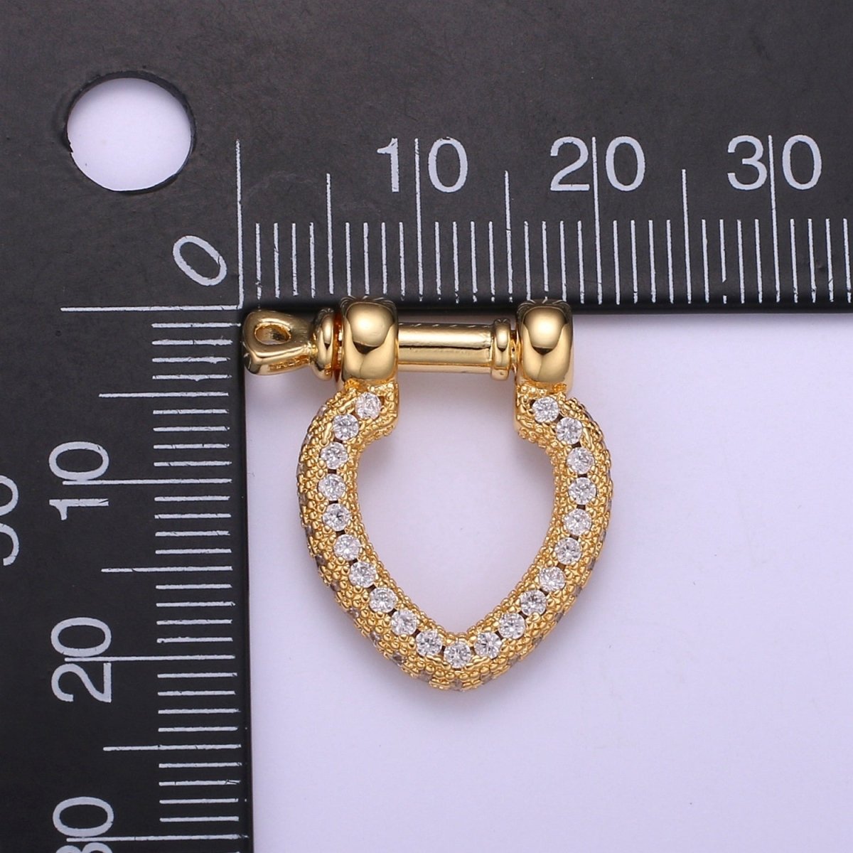 Paracord U Lock Shackle Clasp with screw Rod Carabiner Anchor Clasp, Clear CZ Paved ,For Necklace Bracelet Making Supply Component L-264