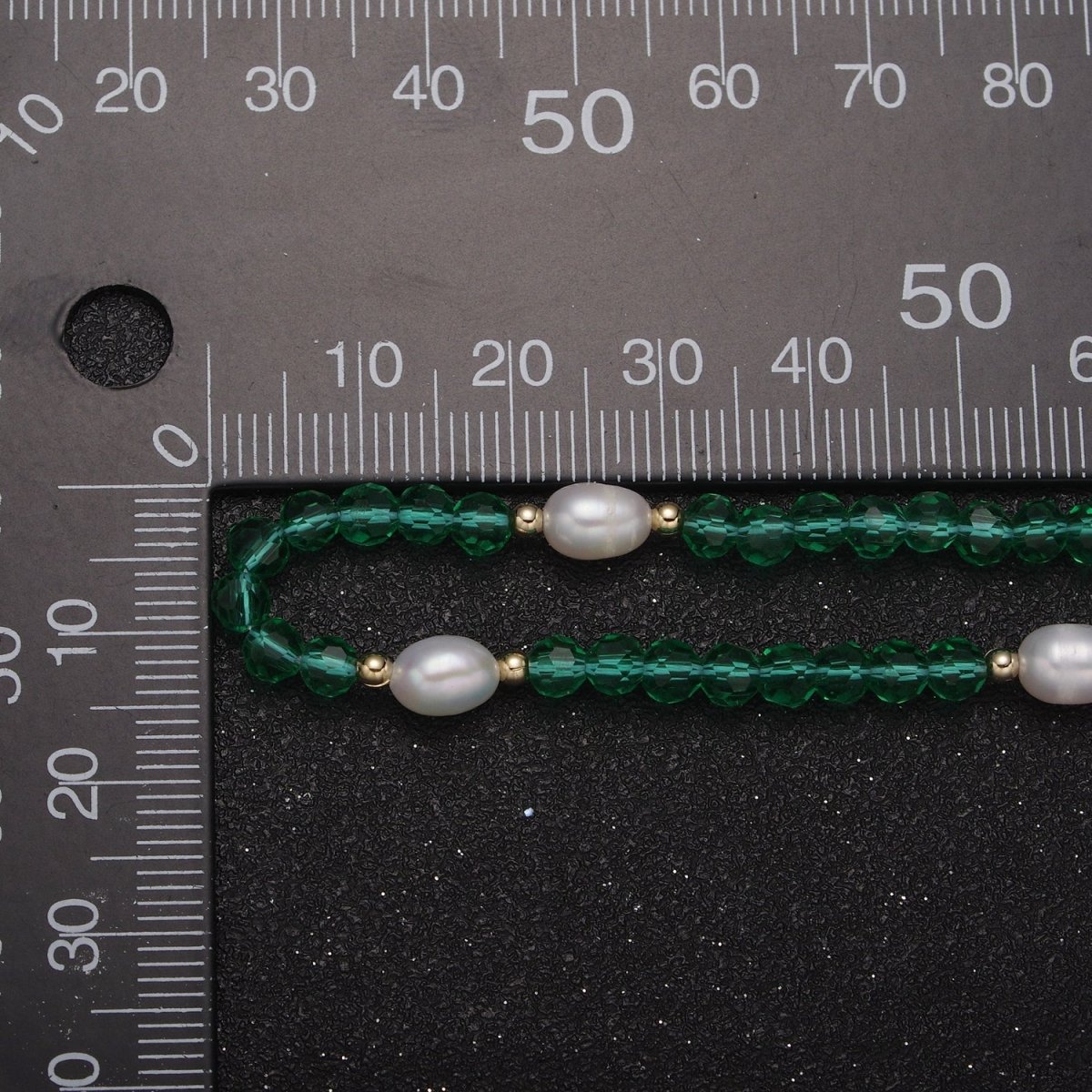Pearl with Green Glass Beaded Necklace, Red Faceted Rondell Beads Necklace | WA-589 Clearance Pricing