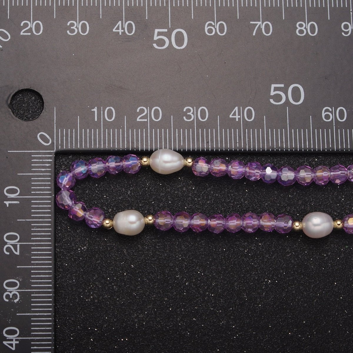 Pearl with Lavender Glass Beaded Necklace, Purple Faceted Rondell Beads Necklace for Layer | WA-585 Clearance Pricing