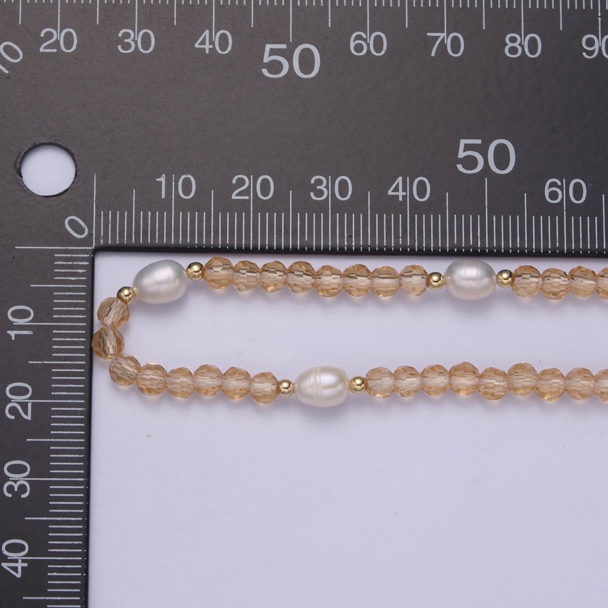 Pearl with Peach Glass Beaded Necklace, Peach Faceted Rondell Beads Necklace | WA-607 Clearance Pricing