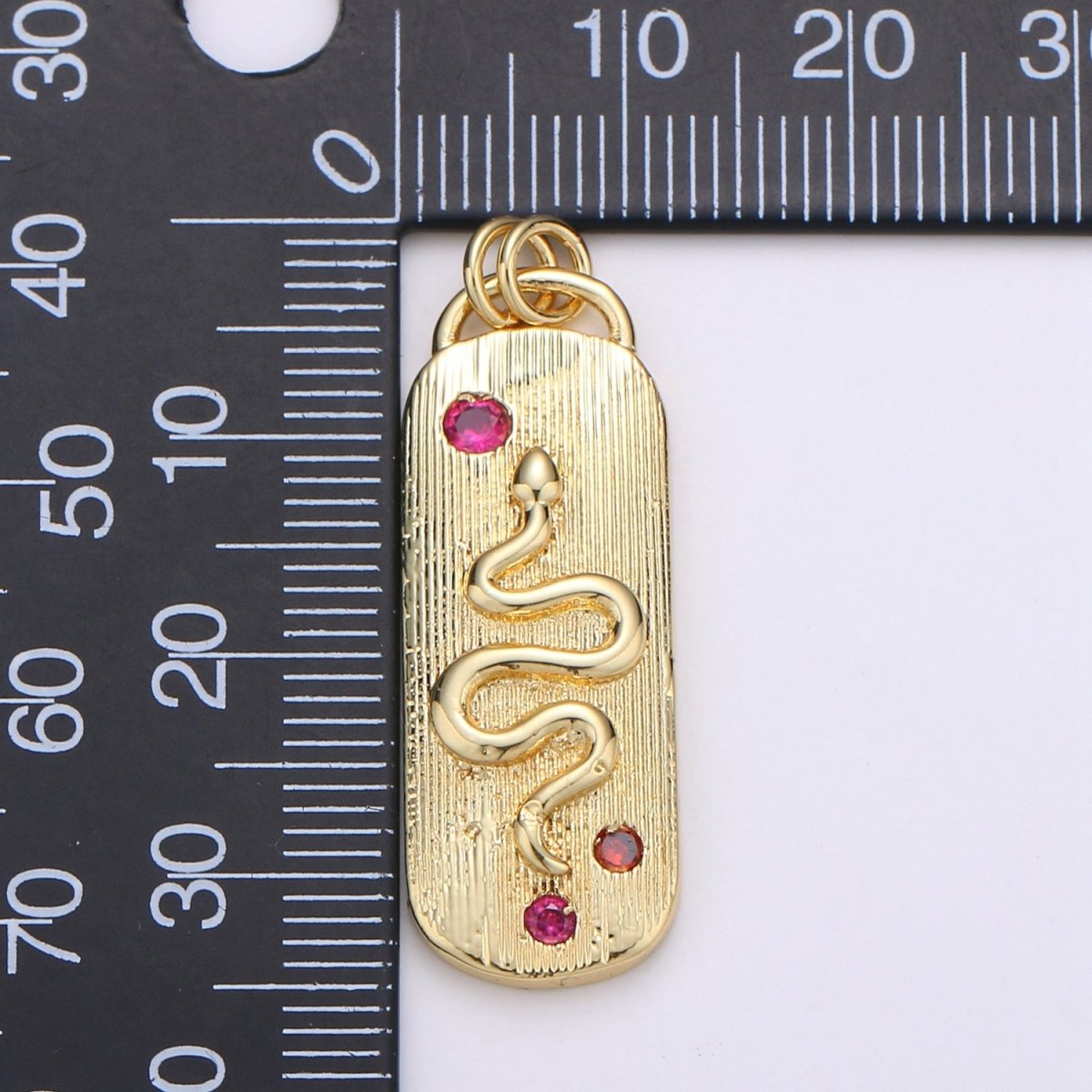 Pink Micro Pave Snake charm, Gold Filled Snake Charm, Animal Charm Gold Serpent Charm Necklace Pendant Finding for Jewelry Making Supply D-905