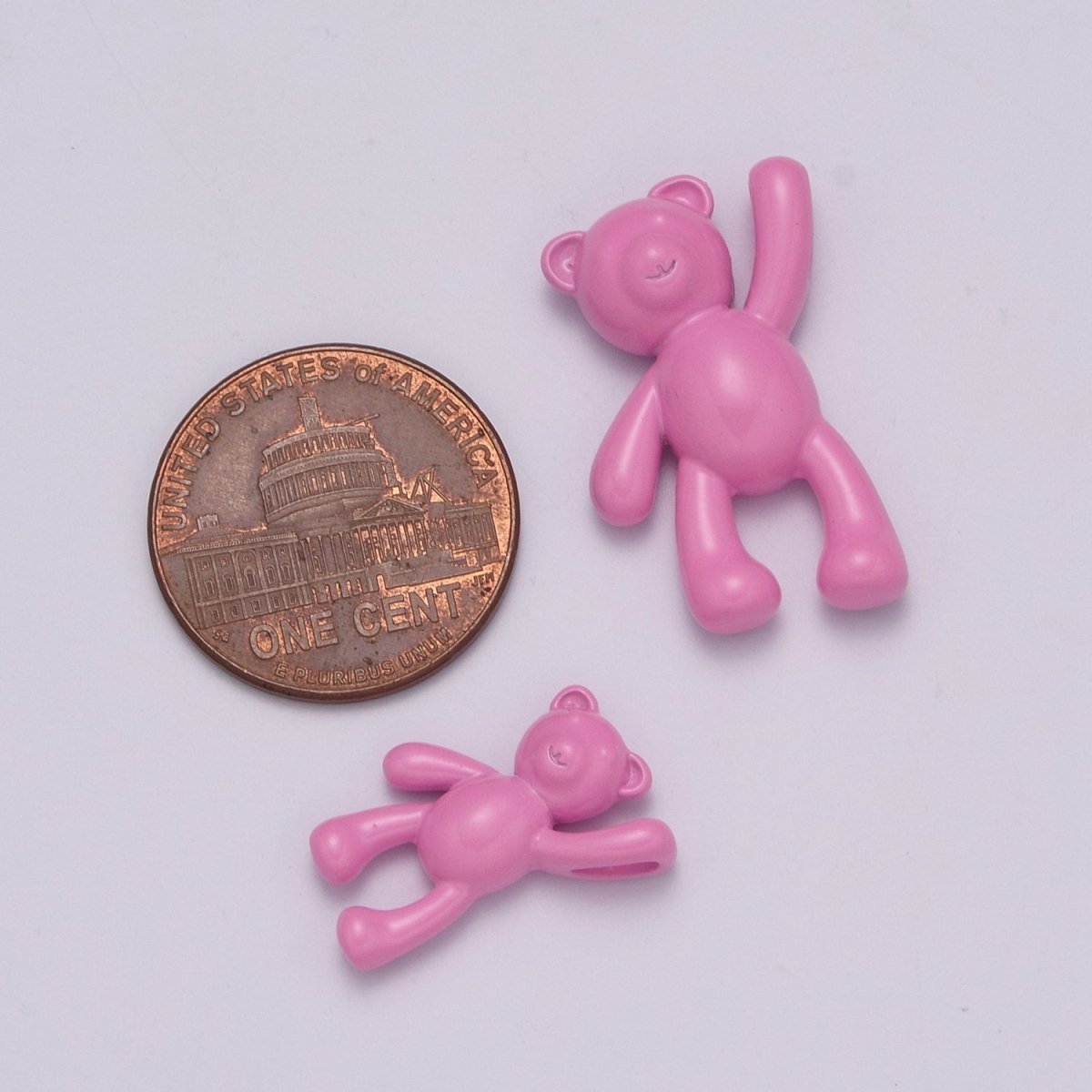 Pink Teddy Bear Charm Dangle Pendant Hold My Hand Bear Hug Charm for Necklace Bracelet Earring Supply M-821 M-822