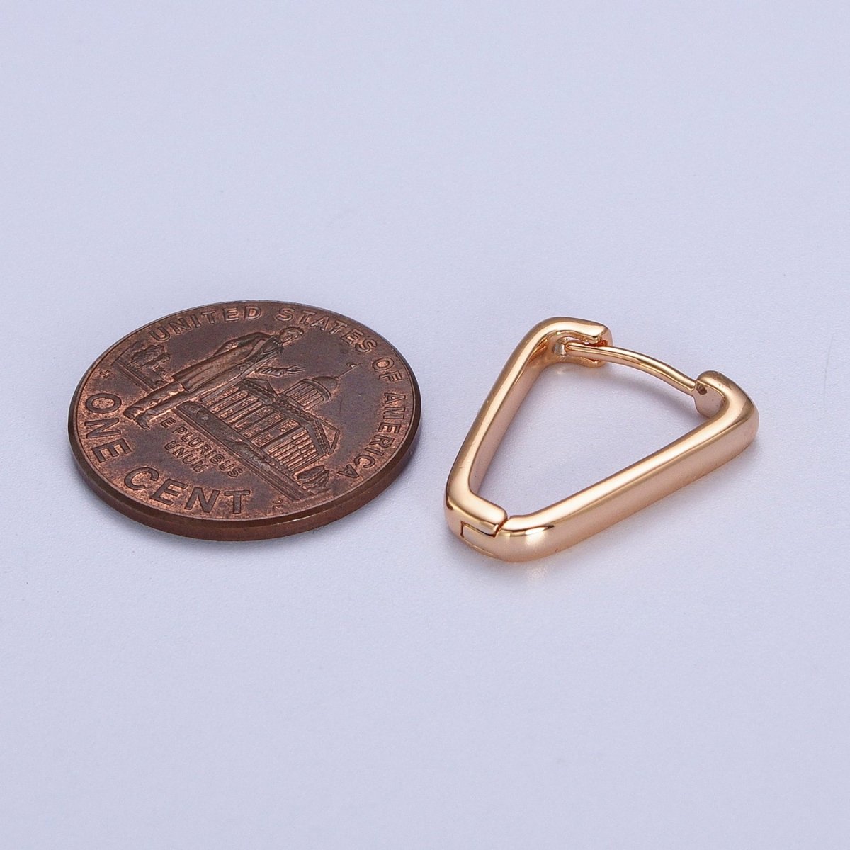 Pinky Gold Triangle Geometric 17.3mm Huggie Hoop Earrings | V-040