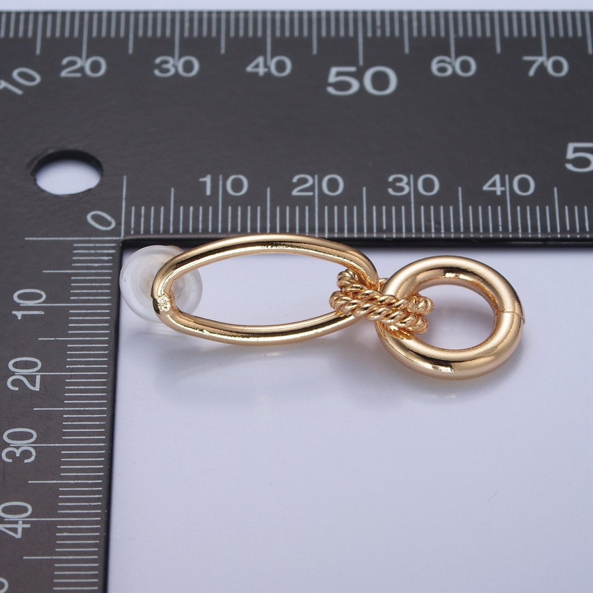 Post Earrings, Gold Hoop Earrings, Post with Hoop, Oval Stud Earring V-394