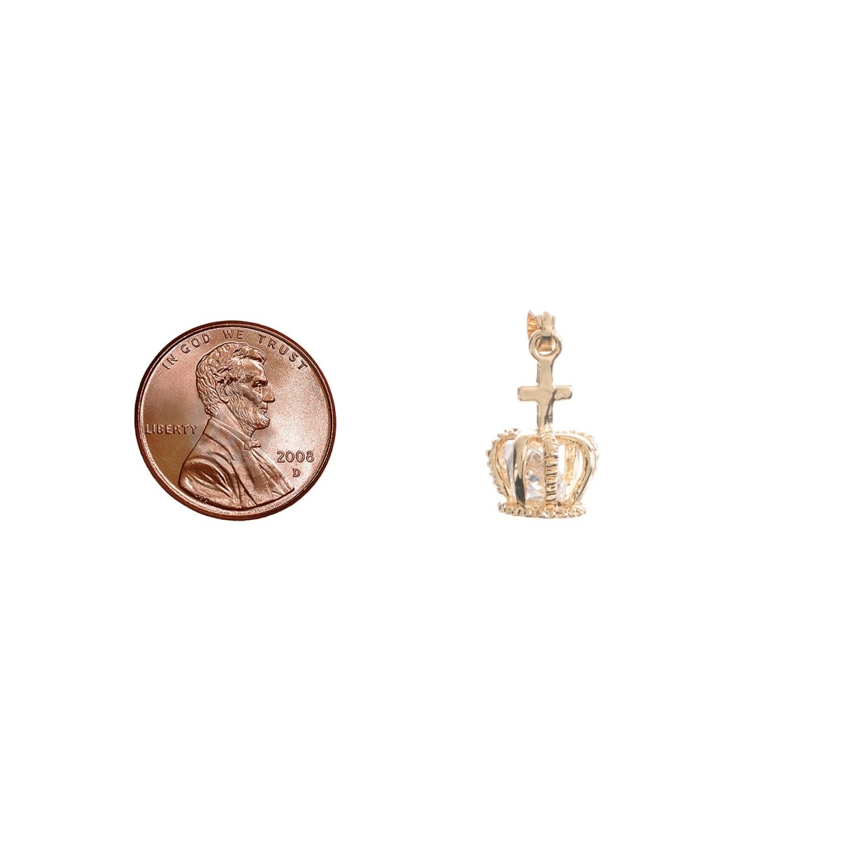 Queen Crown charm with Cross Pendant on top Queen Crown charm in Gold filled for Necklace Earring Jewelry Making H-737