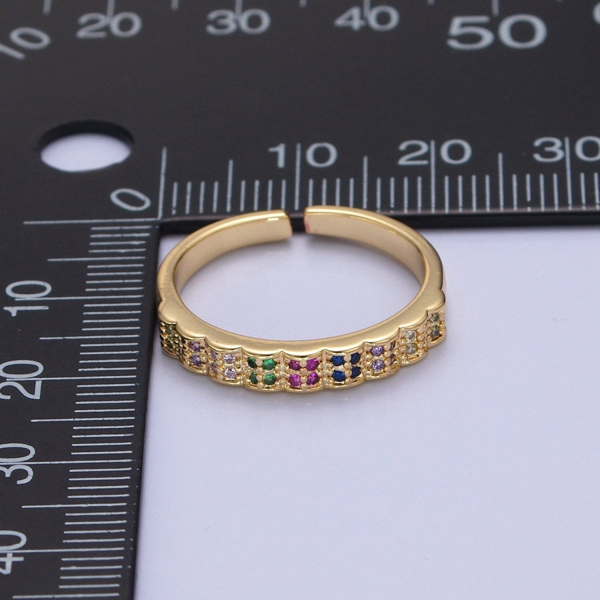 Rainbow Ring Gold Band Multicolor Band Ring Stackable Rainbow CZ Ring Rainbow Jewelry Stackable O-2128
