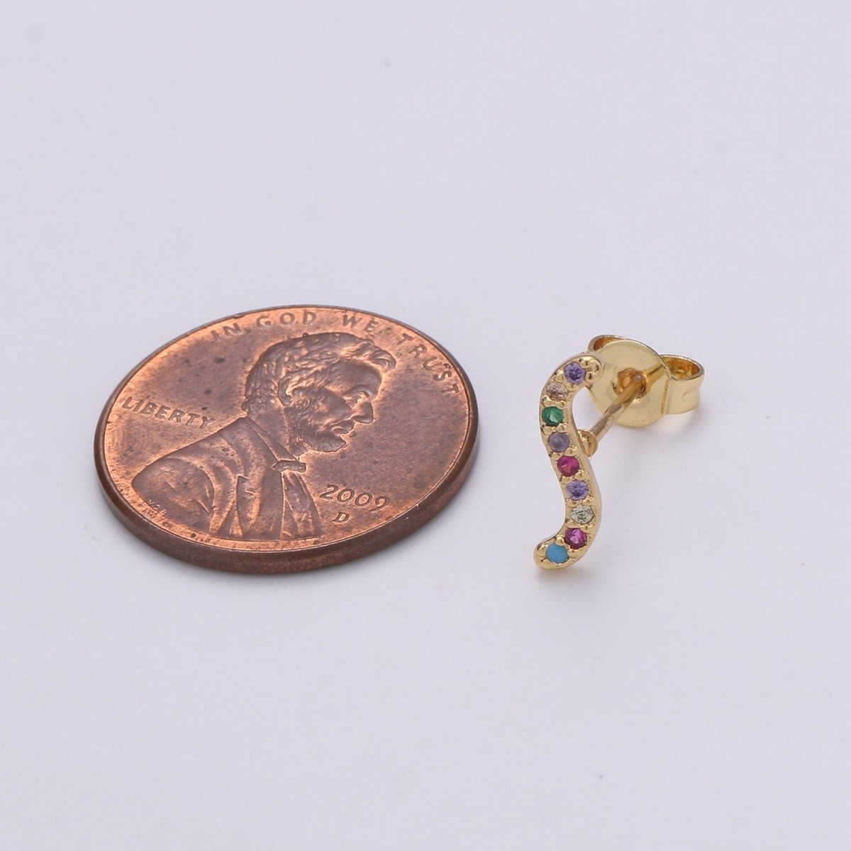 Rainbow Tiny CZ Wave Stud Earrings Dainty Multi Color S Curve Stud Earring Gold Minimalist Jewelry Gift For her christmas gift Q-251