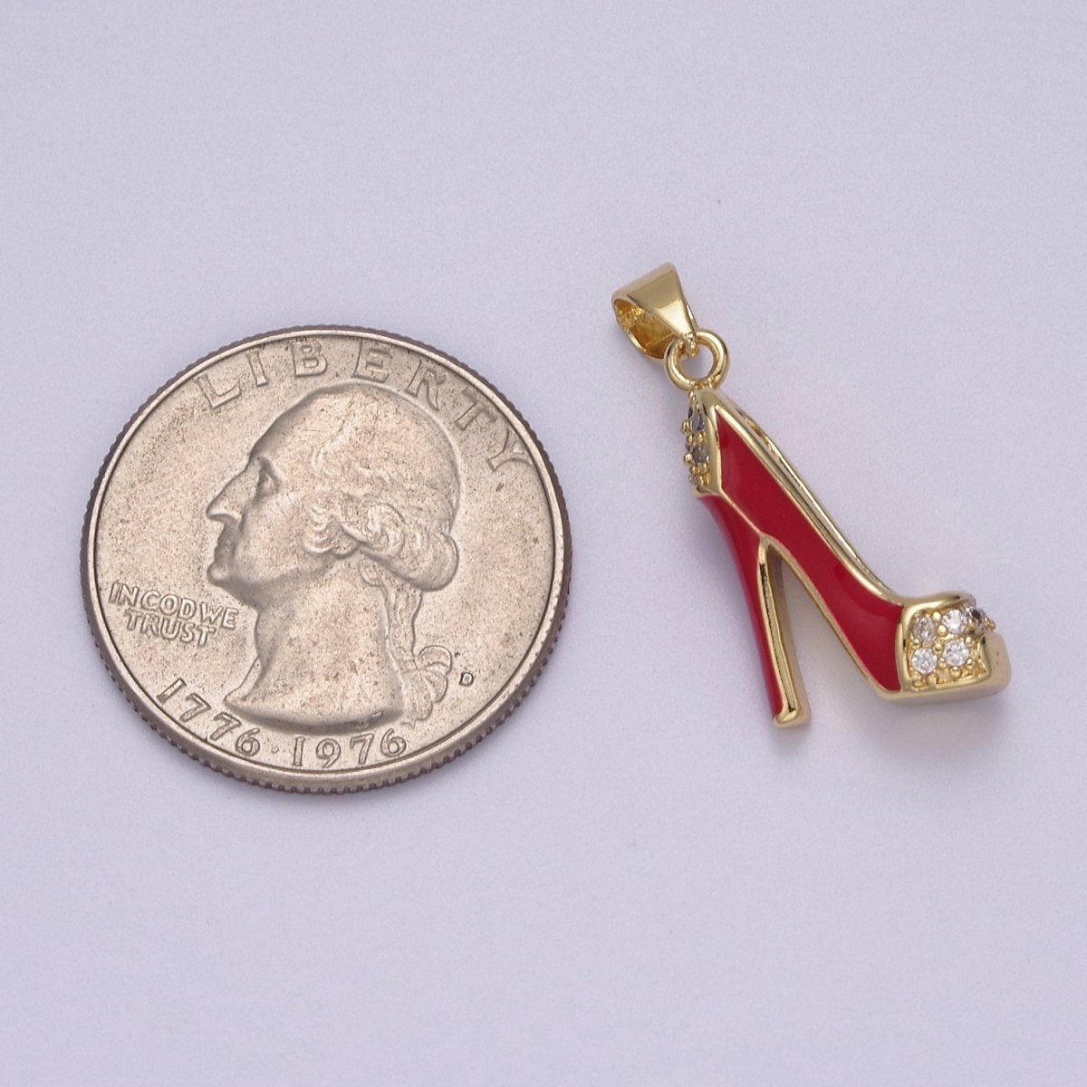 Red high heeled stiletto shoe charm pendant for Bracelet Necklace Earring J-352