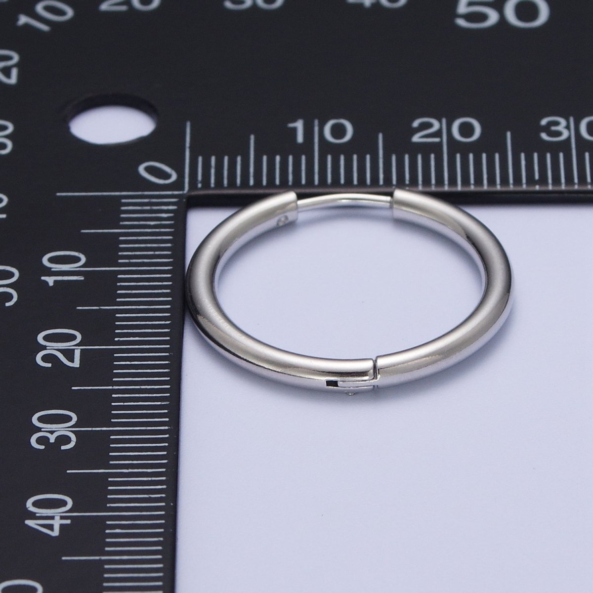 Rhodium Plated Endless Huggie Hoop Minimalist Hypoallergenic Earrings | AE-1035~AE-1039 P-035 P-112 AD-073 P-218