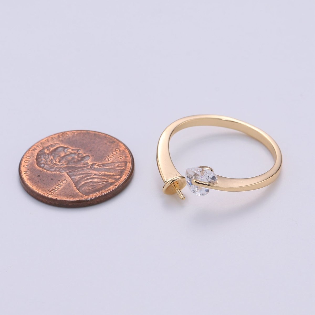 Ring Setting, Gold Ring Accessories, Pearl Ring Empty Holder, Jewelry DIY, Jewelry Making, Ring Base, Minimalist Ring Supply L010