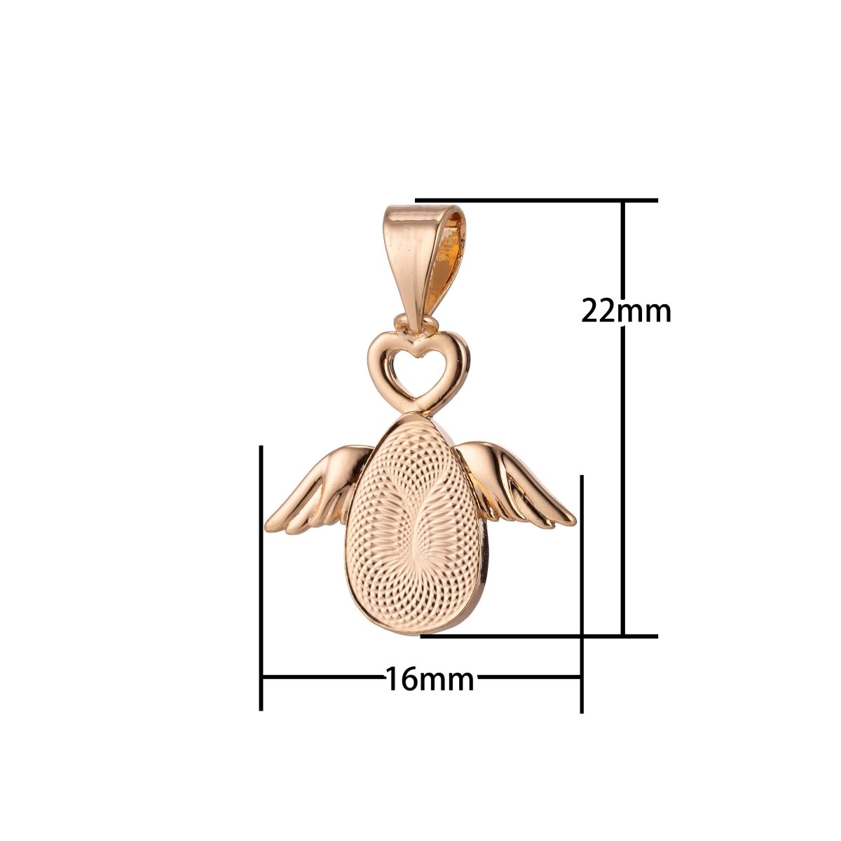 OS Rose Gold egg Charm Angel Wings Charm, 18K Gold Filled Pendant Dainty Egg with Wings Necklace Charm for Jewelry Making H-875