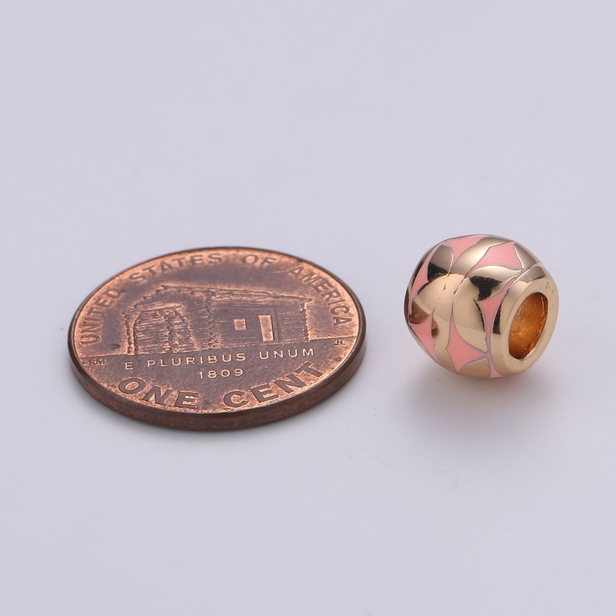 Rose Gold Filled Pink Spacer Beads Drum Tube Gold Beads with CZ Paved, 8mm Beads Large Hole Gold Spacers for Bracelet Making