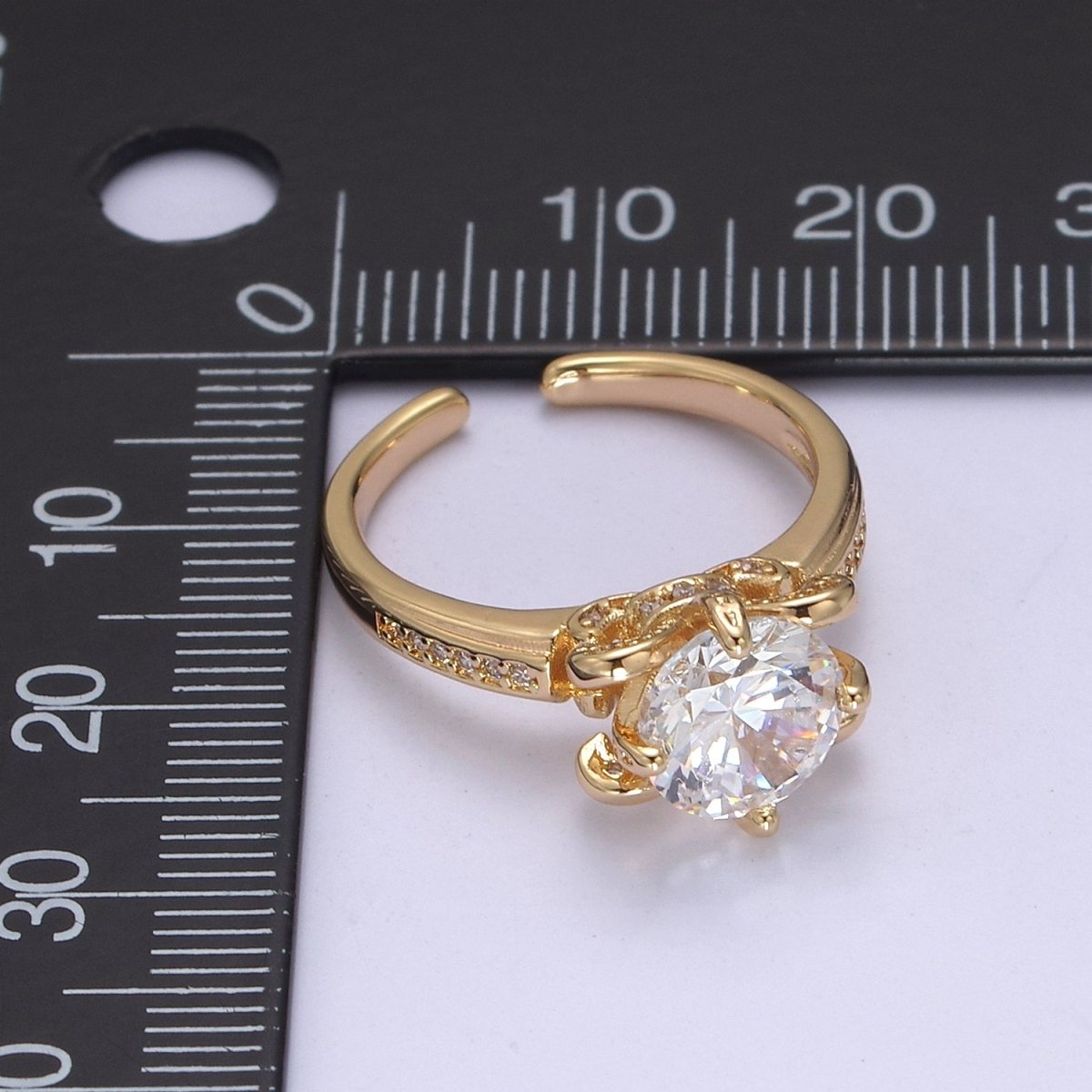 Round Moissanite Bridal Ring Cz Bridal Gold Ring Engagement Ring, Anniversary Ring Christmas Gift U-305