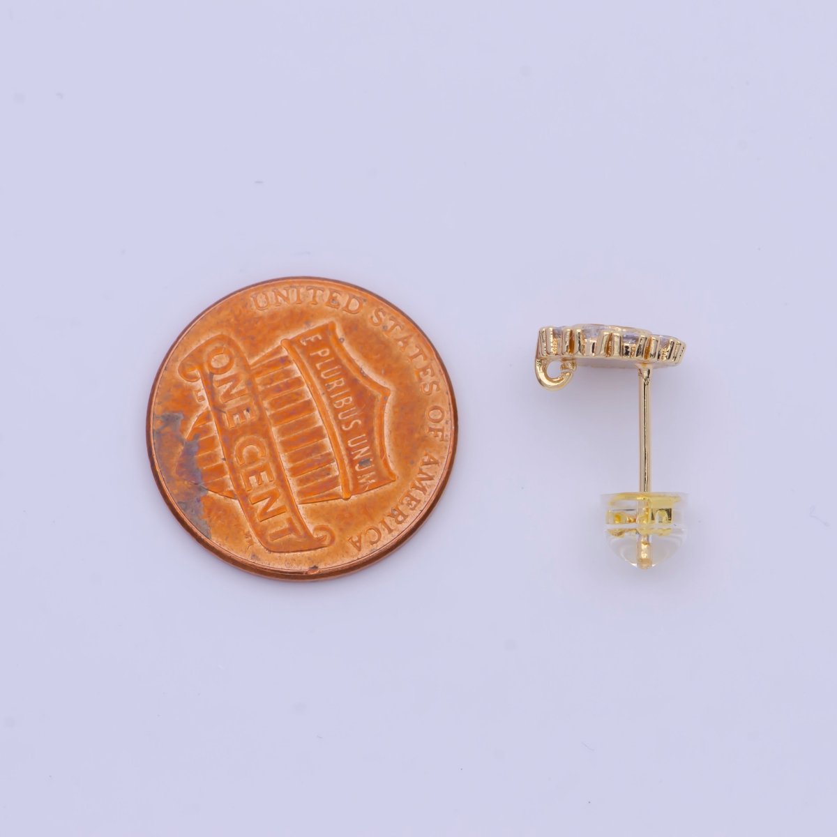 Round White/Blue Opal Micro Paved CZ Studs with Loop Earring Supply L-921 L-922