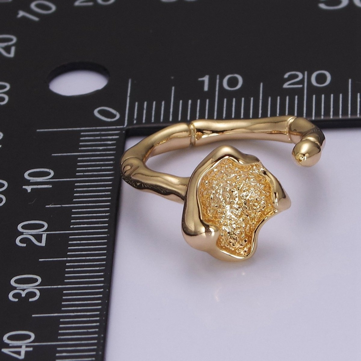 Rustic Flower Patch Gold Flower Ring Open Adjustable O-2036
