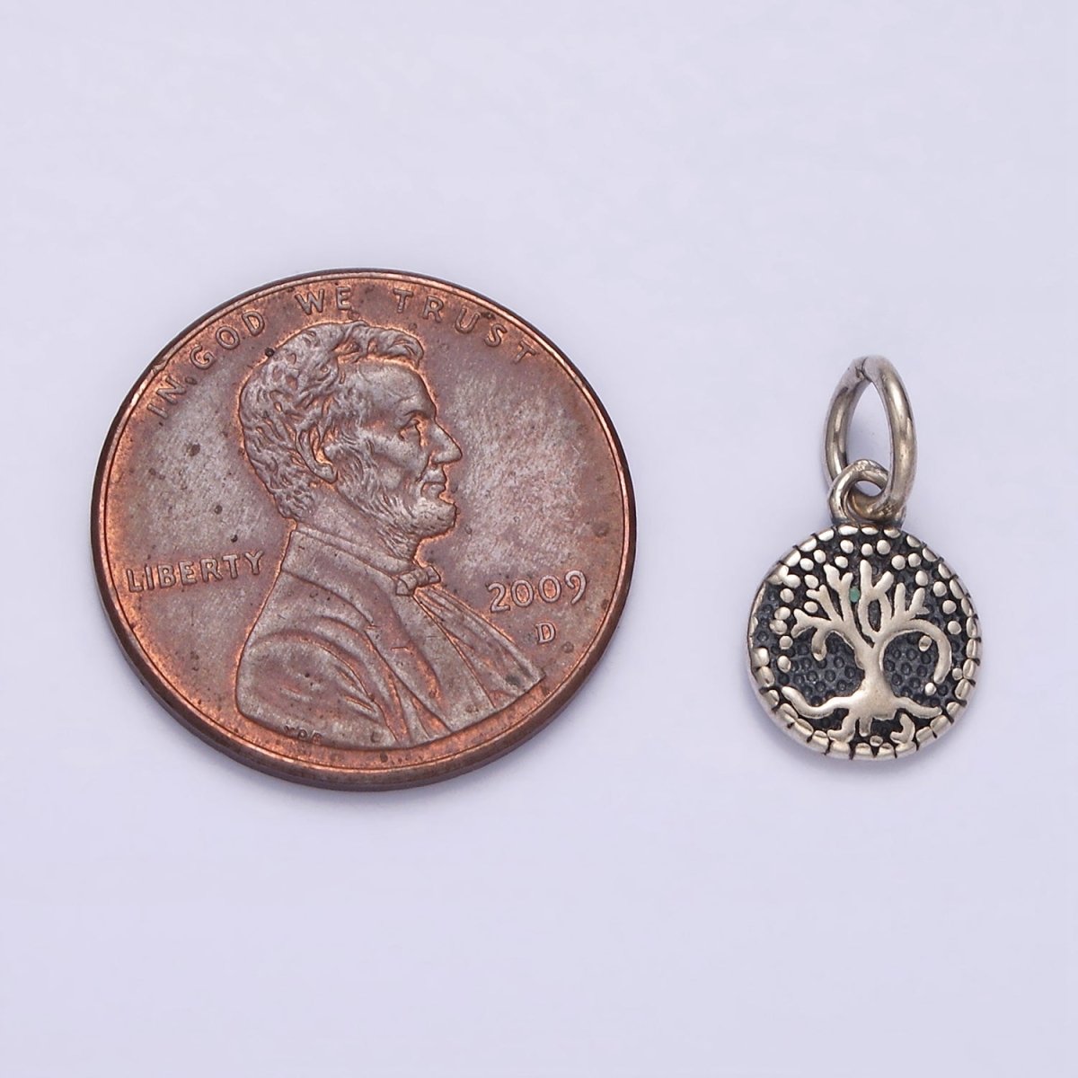 S925 Sterling Silver 8mm Nature Tree Leaf Round Add-On Charm | SL-384