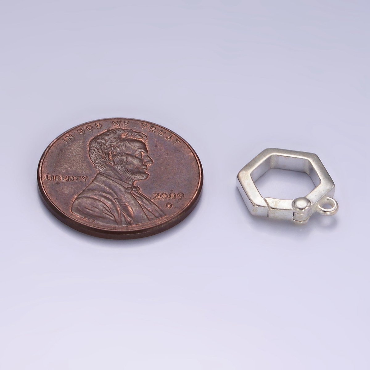 s925 Sterling Silver Charm Holder Push Gate Hexagon Clasp Spring gate Clasp 12.4x11.2mm SL-472
