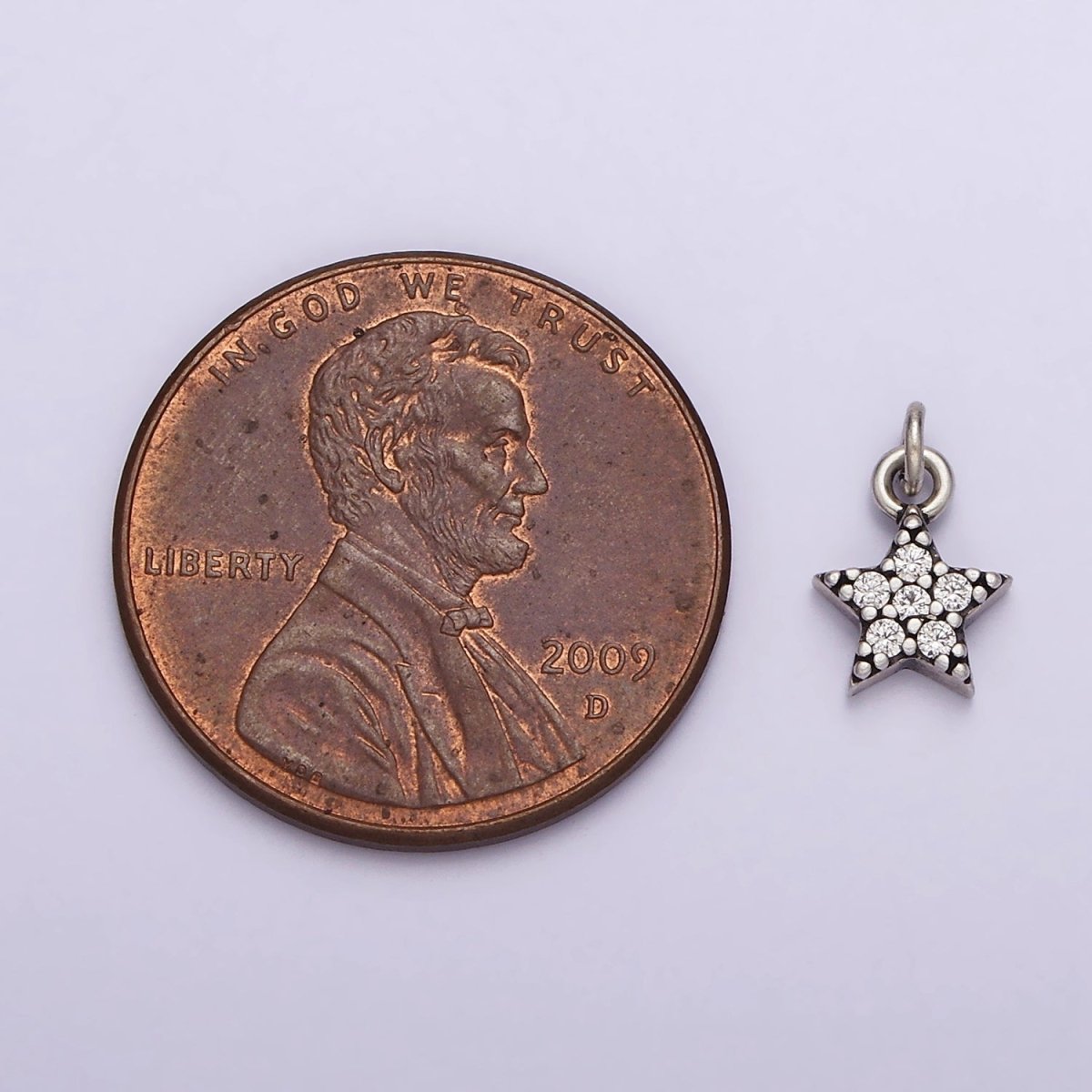 S925 Sterling Silver Clear Micro Paved CZ Celestial Star Charm | SL-322