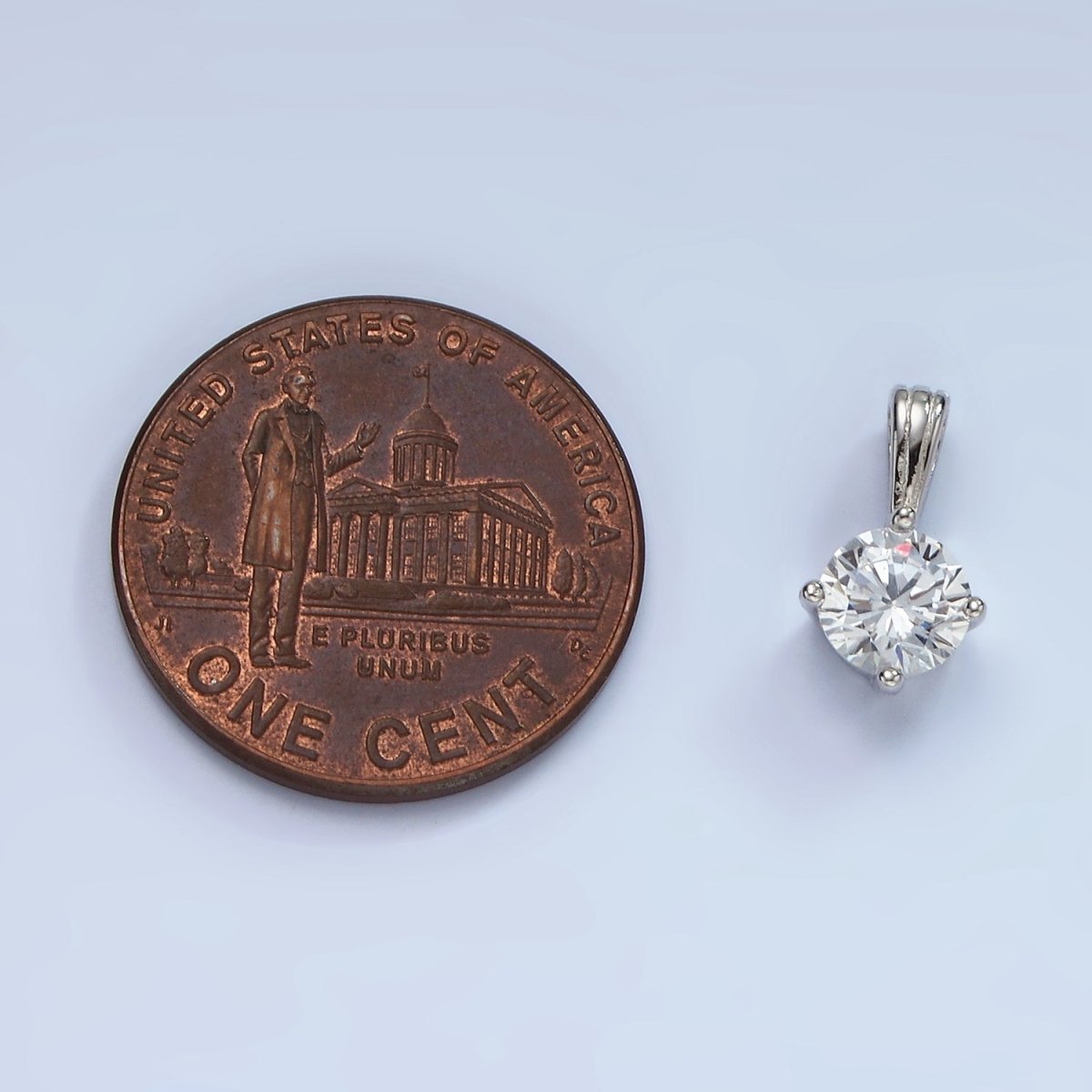 OS S925 Sterling Silver CZ Clear Round Solitaire Minimalist Pendant | SL-449