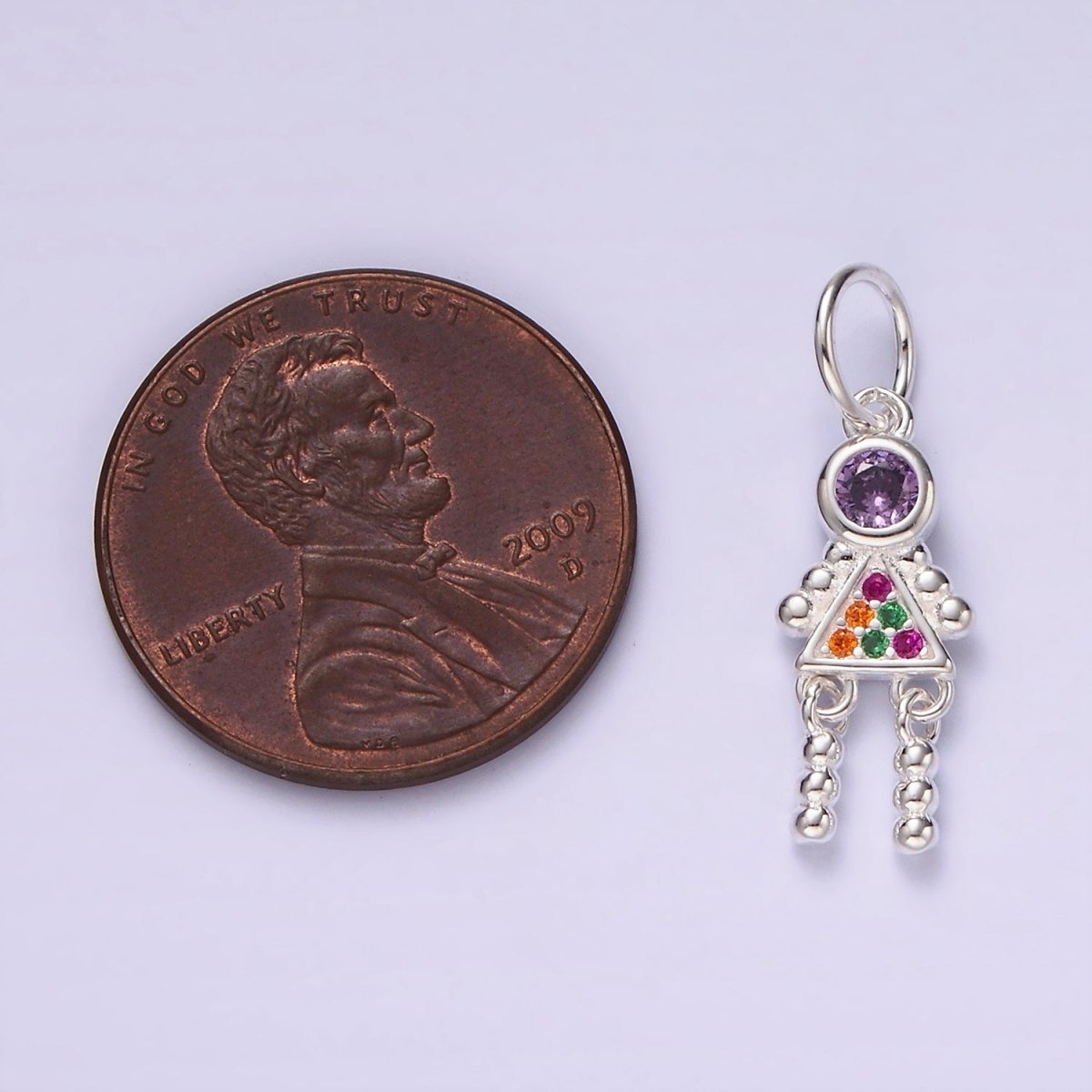 S925 Sterling Silver CZ Multicolor Astronaut Beaded Bubble Charm | SL-436