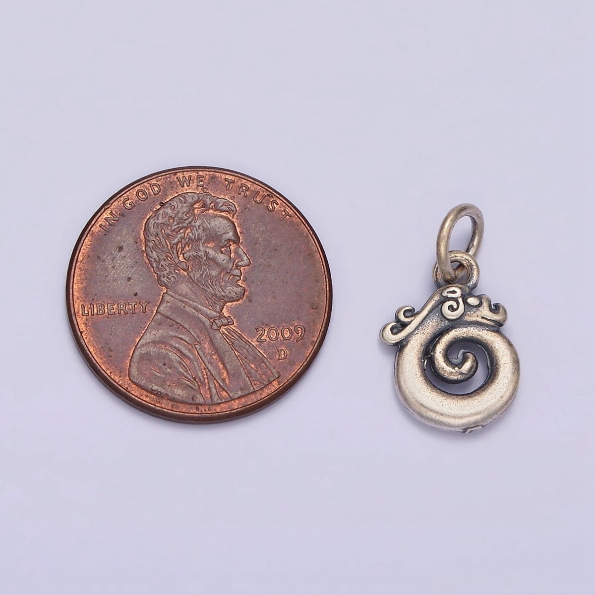 S925 Sterling Silver Dragon Animal Curling Round Add-On Charm | SL-368
