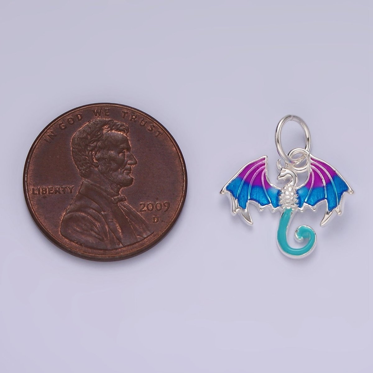 S925 Sterling Silver Multicolor Water Dragon Enamel Charm | SL-425