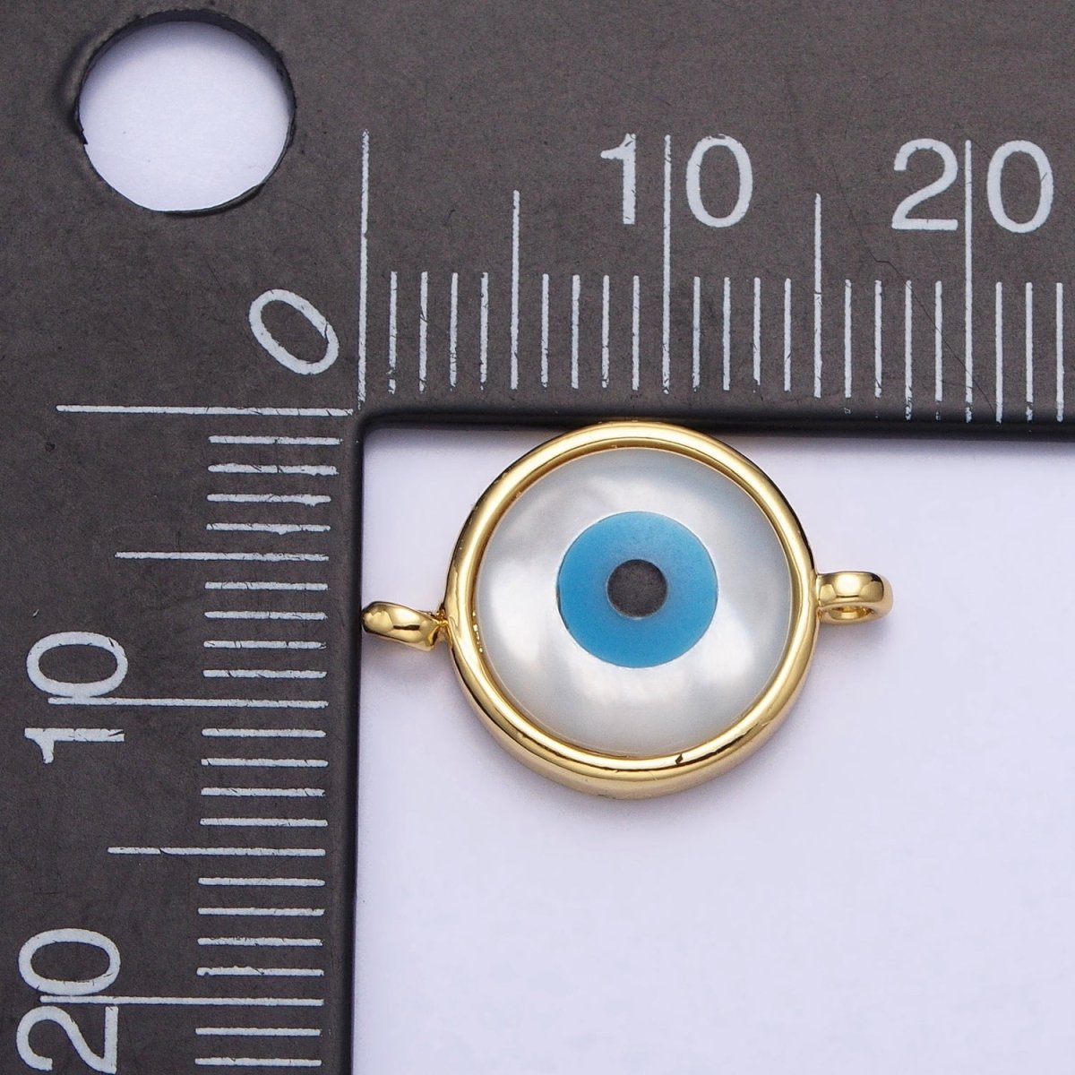 Shell Pearl White Evil Eye Charm Connector Gold Link Connector | Y-826