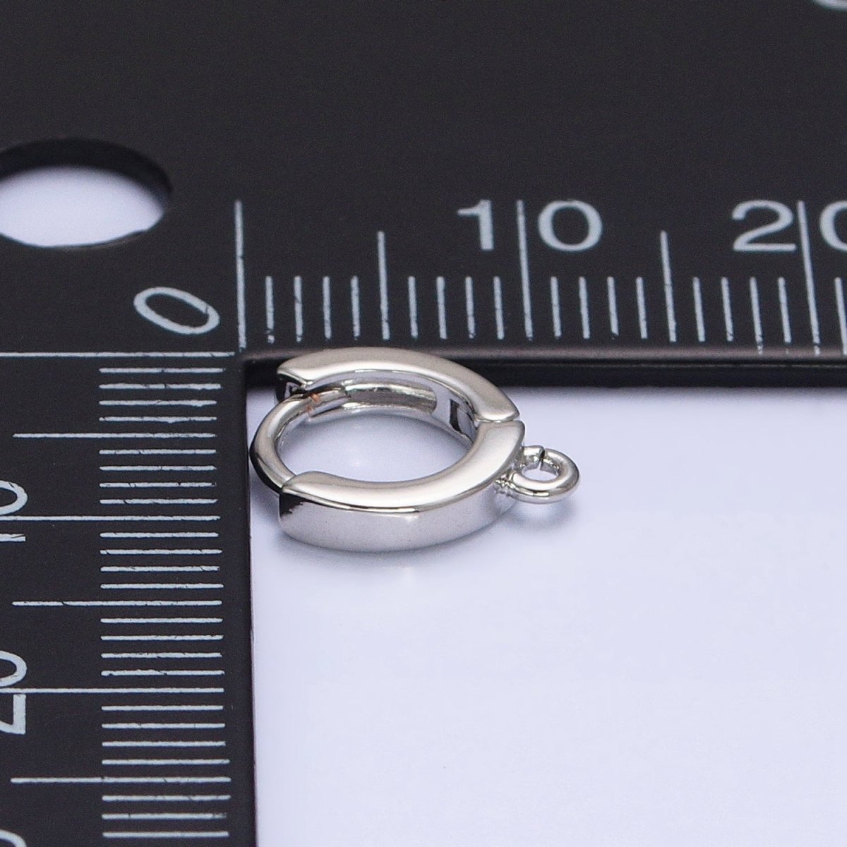 Silver 10mm Thin Flat Open Loop Huggie Earrings Supply | Z-386