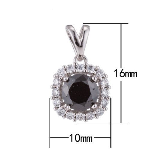 Silver Black CZ Round, Diamond, Diamante, Ladies, DIY Cubic Zirconia Necklace Pendant Charm Bead Bails Findings for Jewelry Making H-074