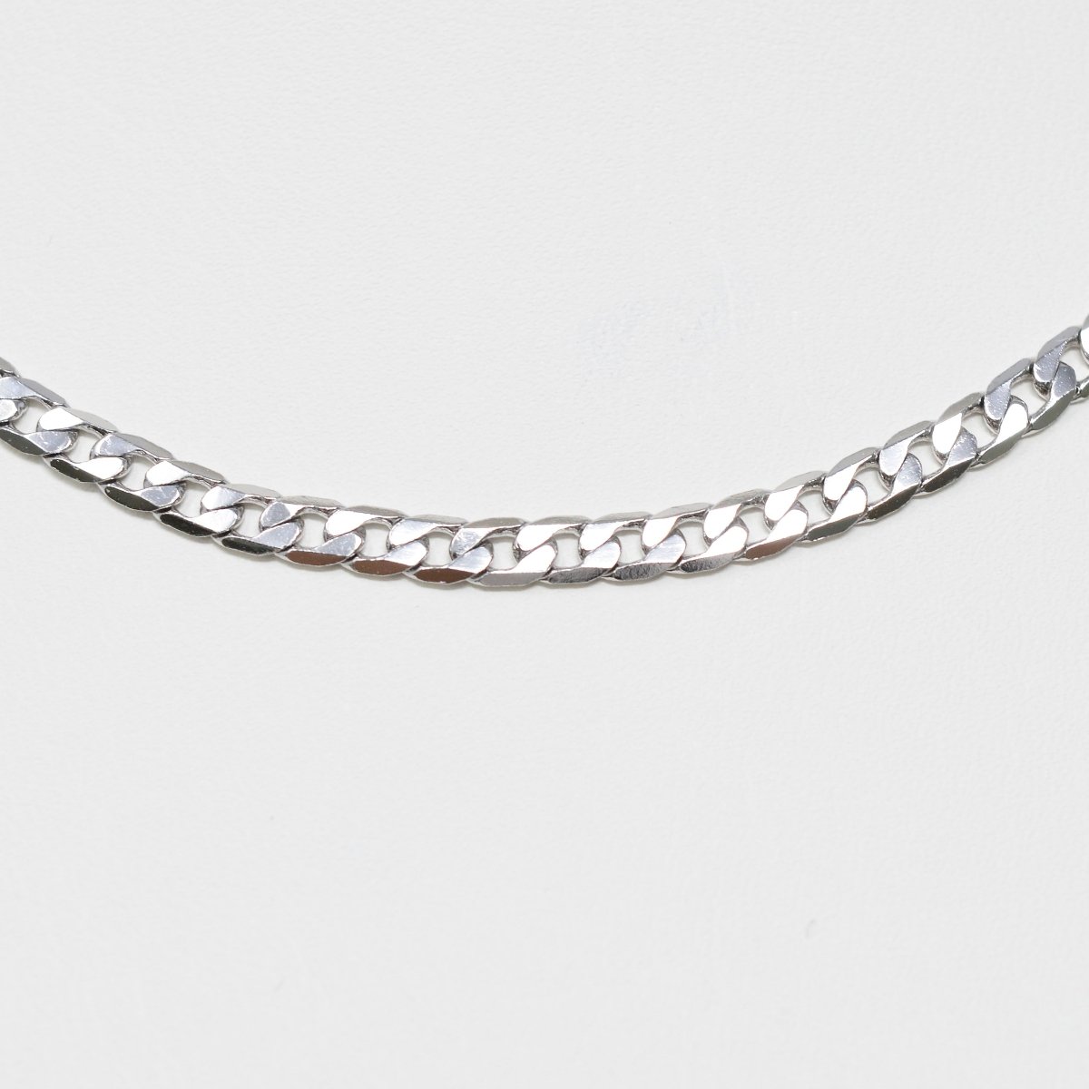 Silver Curb Flat Oval Smooth White gold Filled Chain 17.7" inch 3mm Tarnish Resistant Finished Chain for Jewelry Making and Craft Supplies | CN-1010 Clearance Pricing
