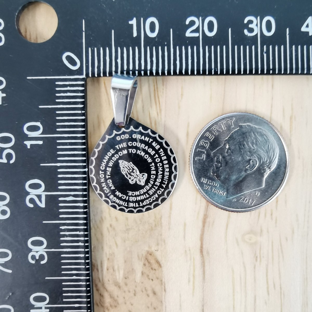 Silver "God Grant Me Serenity, Courage, Wisdom" Religious Quote Charm J-801