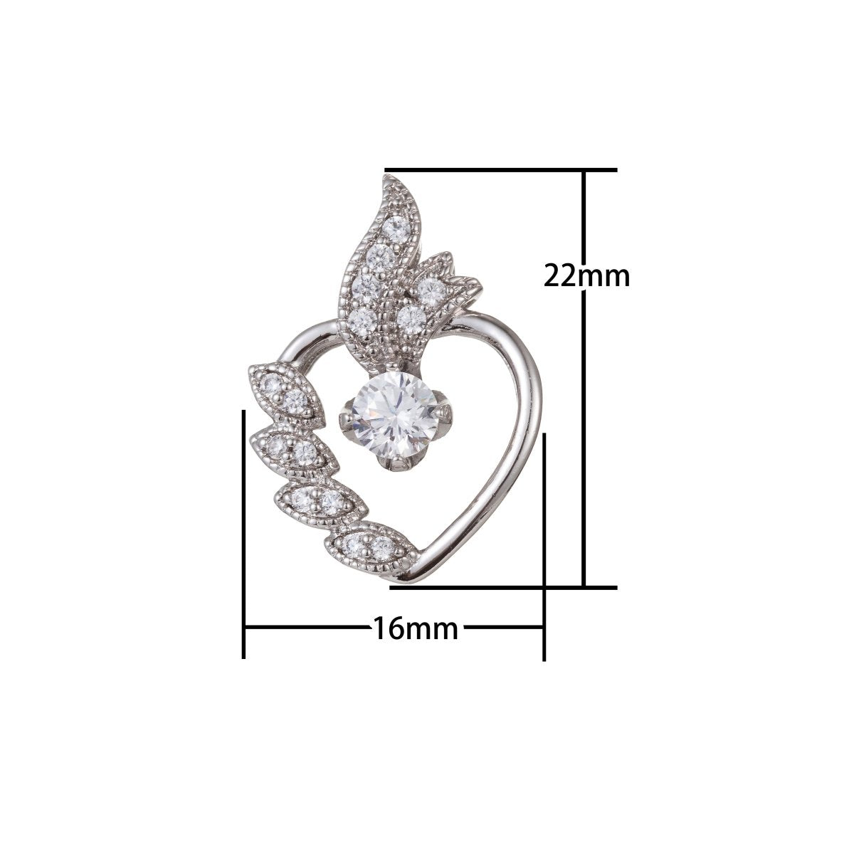 Silver Gold Filled Crystal Heart Pendants I-478