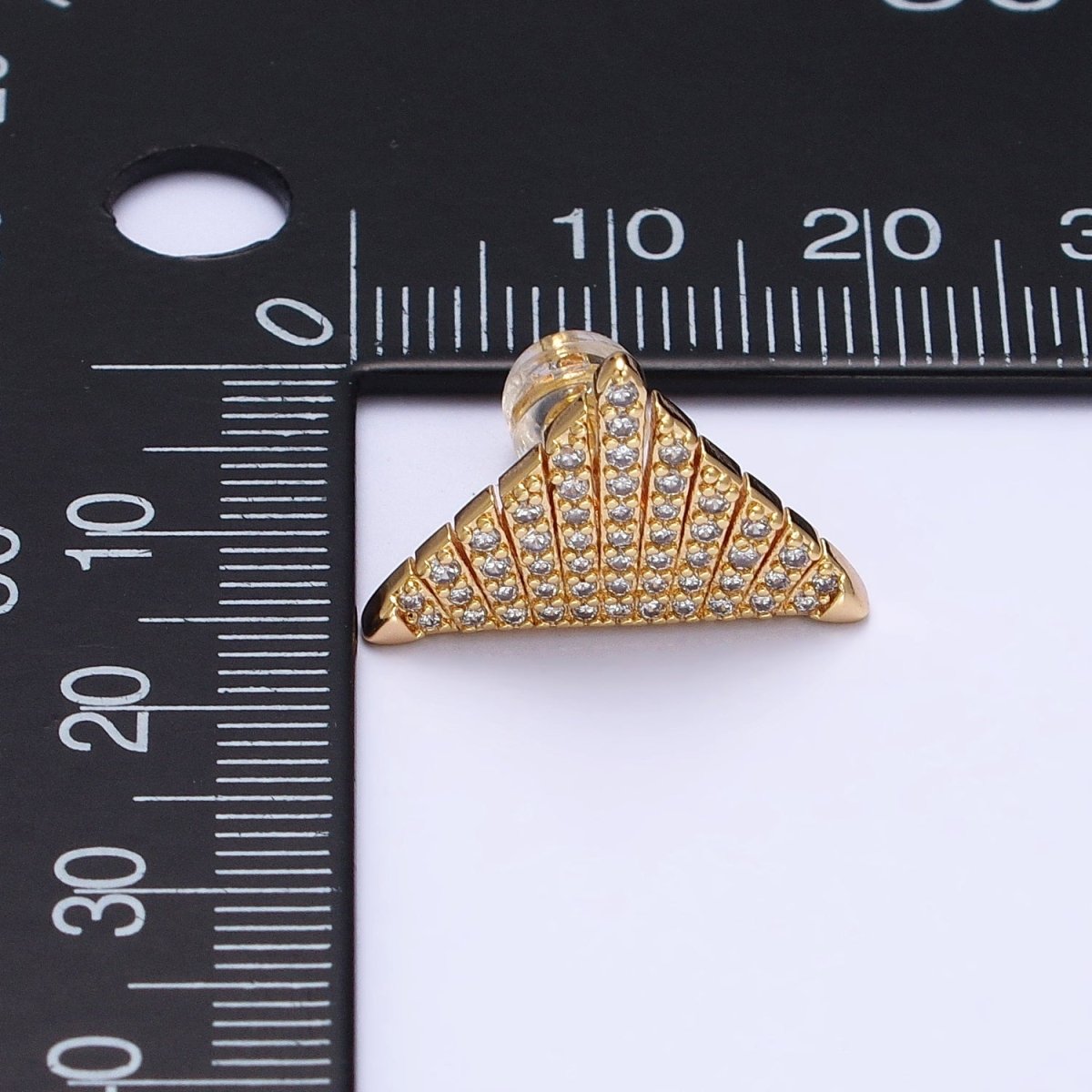 Silver, Gold Micro Paved Triangle Geometric Stud Earrings | AB403 AB777