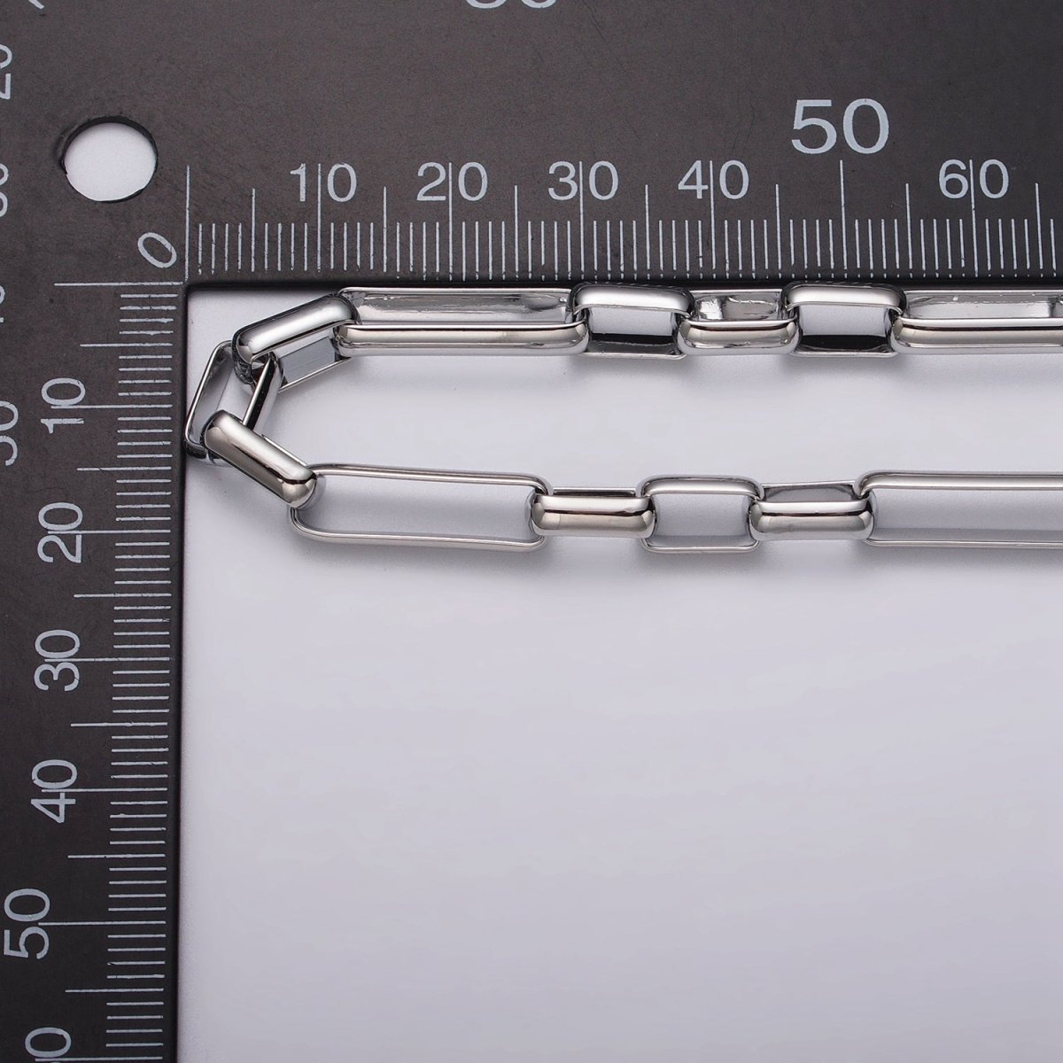 Silver paperclip chain elongated rectangle chain by Yard 6mm Thick chain | ROLL-1194 Clearance Pricing