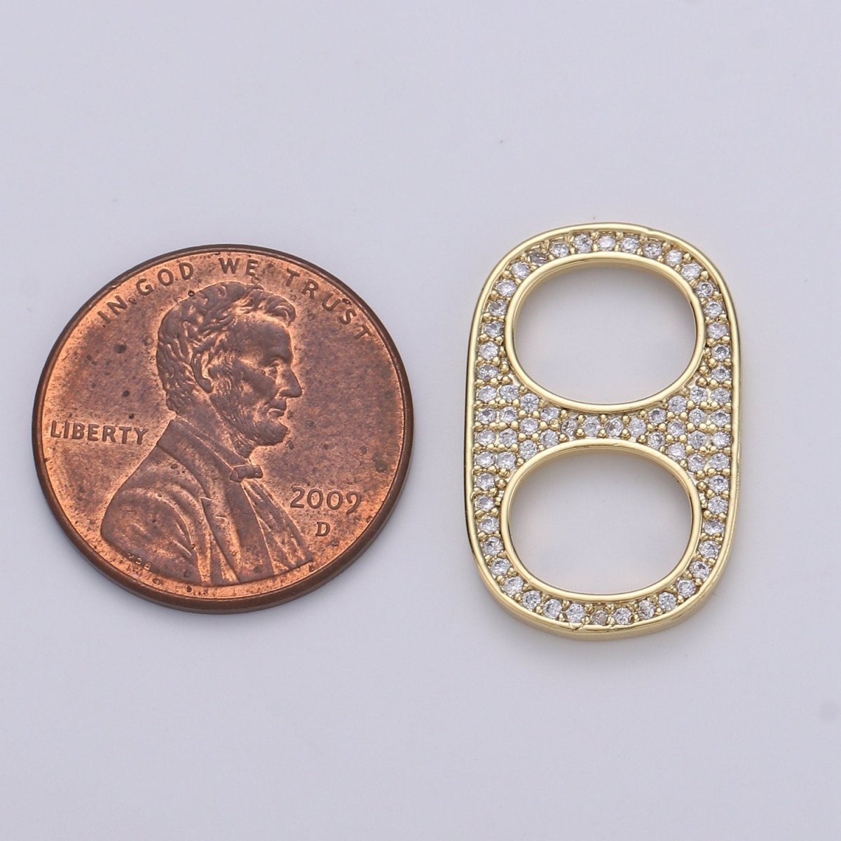 24K Gold Filled Micro Paved CZ Soda Pull Tab Link Charm in Gold & Silver | C488 C489