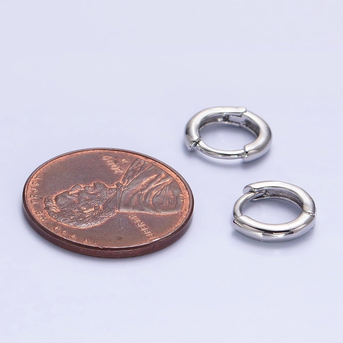 Silver Thin Minimalist 10mm Cartilage Huggie Earrings | AB803