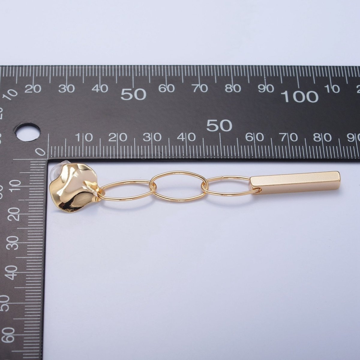 Simple Bar Drop Earrings Dainty Earrings Long Dangle Stick Earrings in Gold Oval Link Chain Earrings Everyday Earrings V-395
